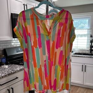 Dear Scarlett Colorful Brushstroke Blouse